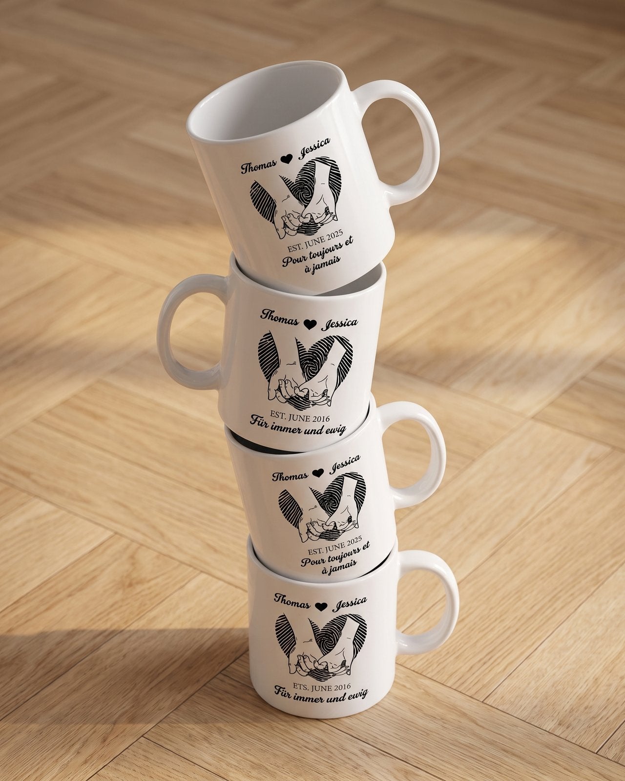 Mug couple personnalisé — votre photo & prénoms — vue 2