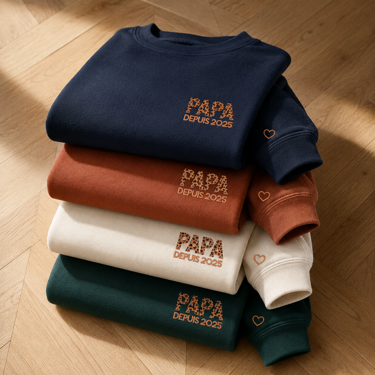 Sweatshirt homme PAPA personnalisé léopard et date
