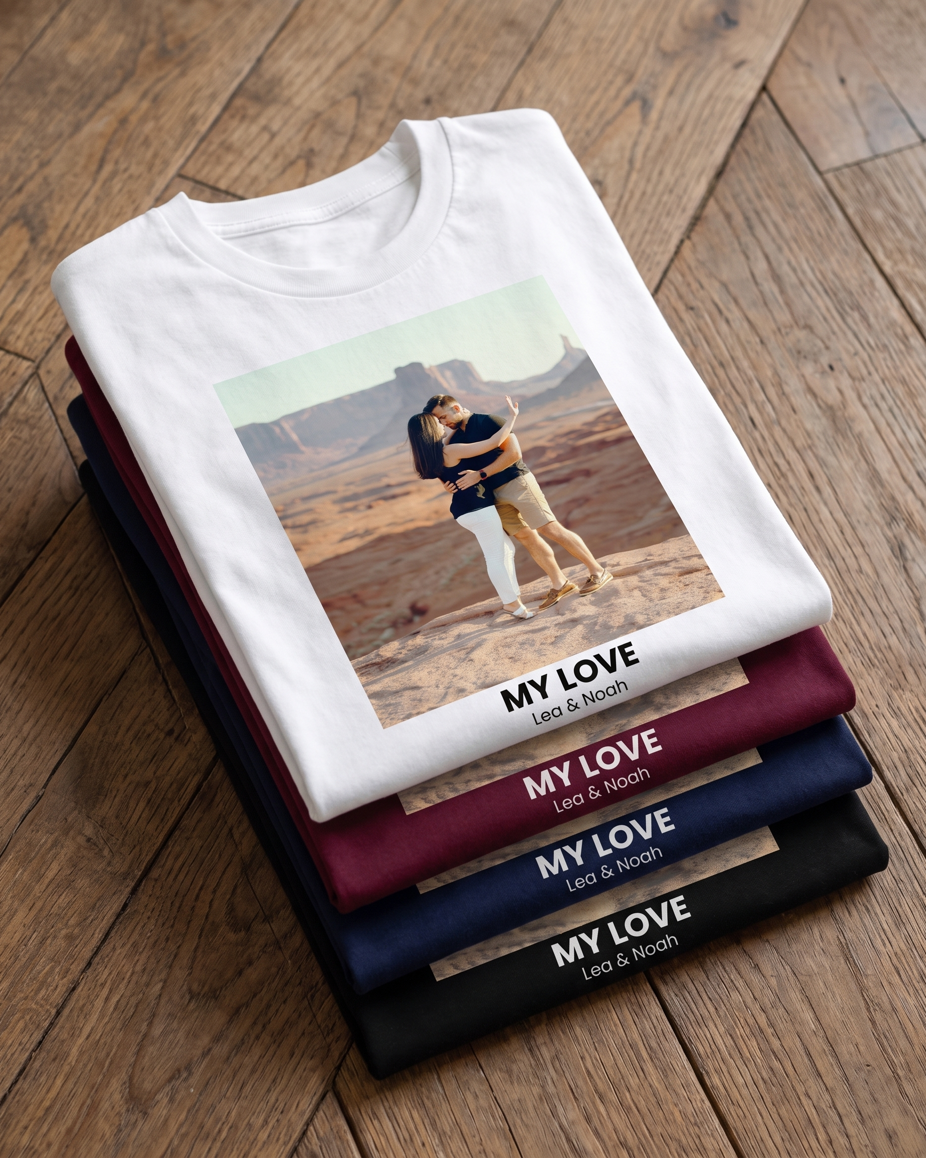 T-shirt personnalisé couple — votre photo & prénoms