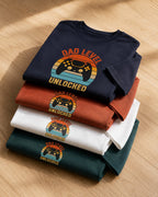 T-shirt Dad Level Gamer personnalisé date pixel rétro — vue 2