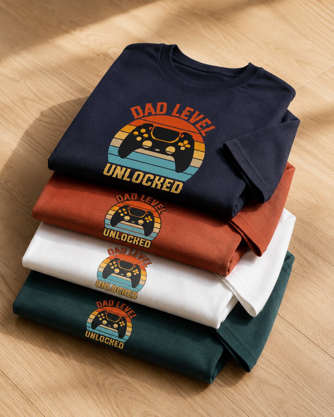 T-shirt Dad Level Gamer personnalisé date pixel rétro — vue 2