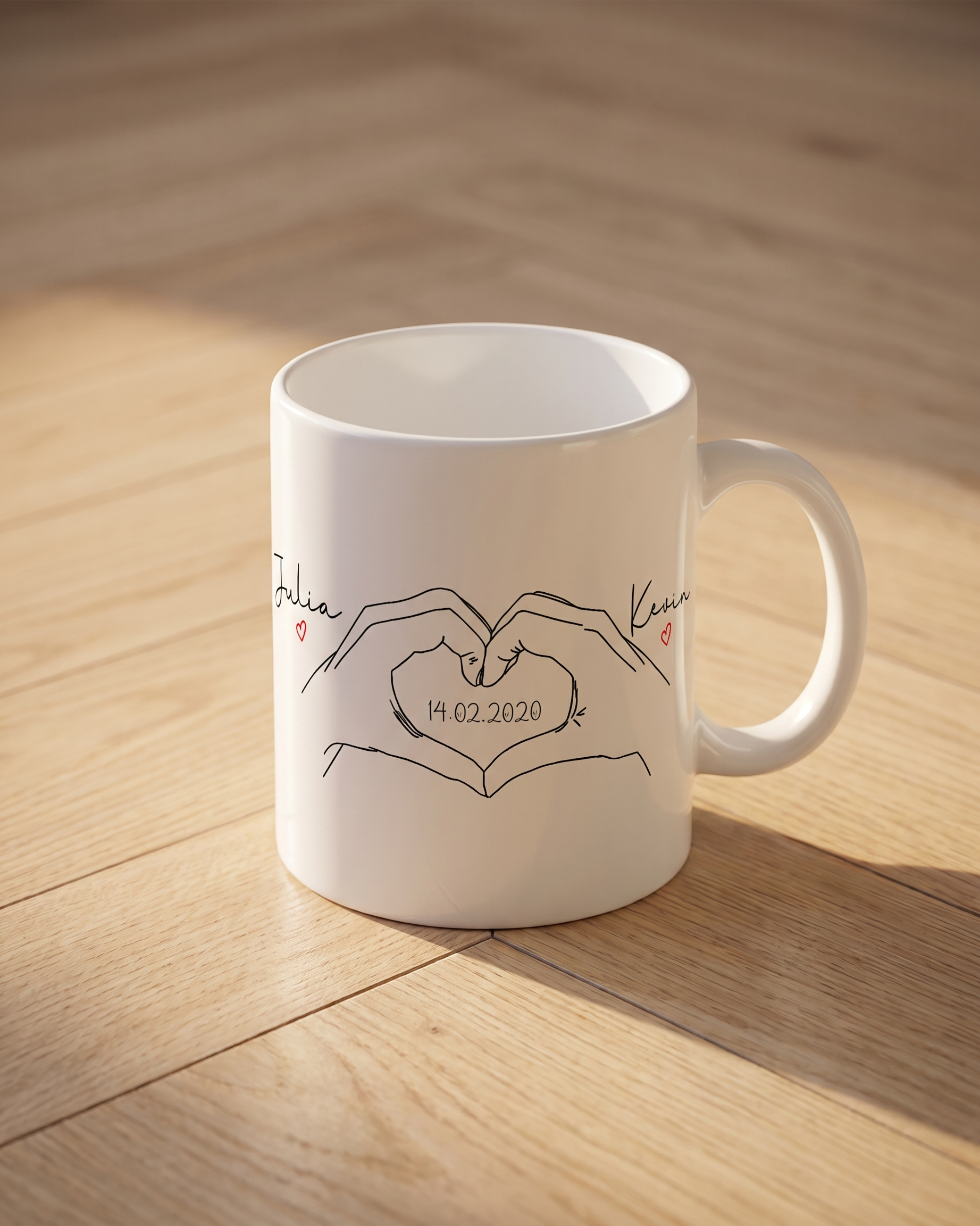 1 Mug Couple - Mains en Cœur - Tasse en Céramique - Idée Cadeau Saint-Valentin Prénom Personnalisable - Amoureux Cœurs Amour · Mug #-1