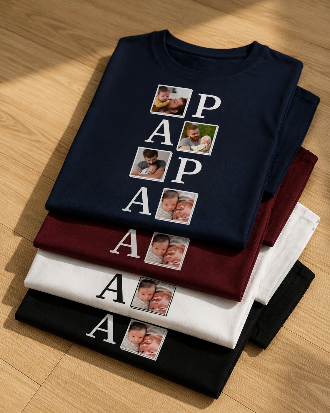 T-shirt Papa Collage Photos personnalisé enfants imprimé — vue 1 (version précédente)