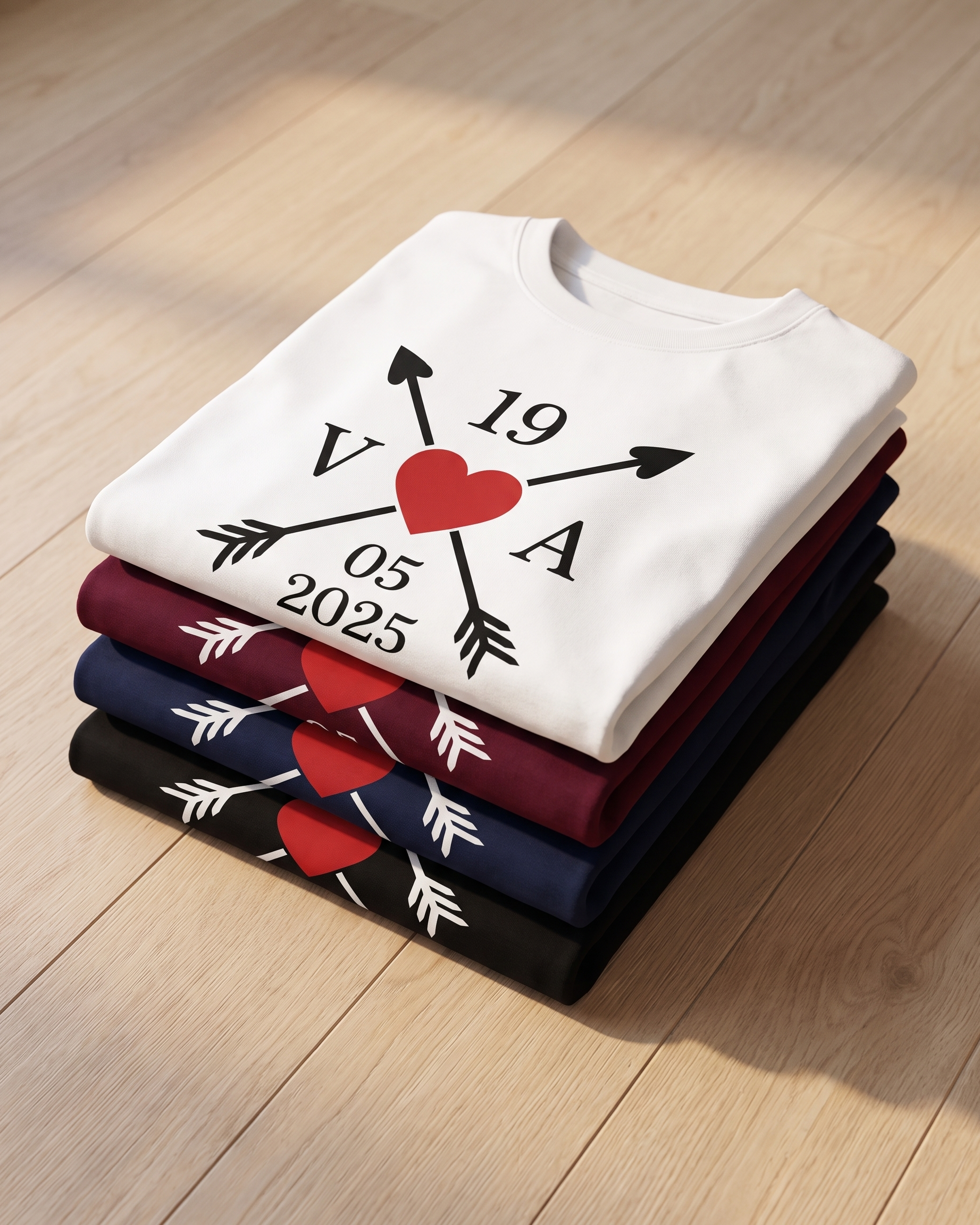 T-shirt couple personnalisé — cœur & votre date