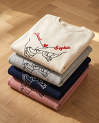 T-shirt couple personnalisé — mains liées & prénoms
