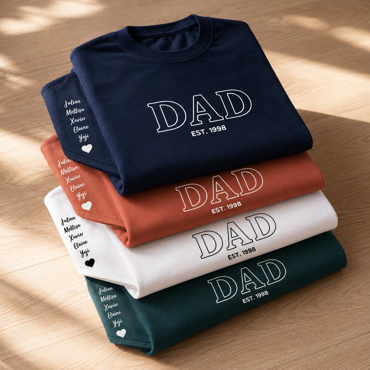 T-shirt DAD personnalisé prénom enfants brodé manche — vue 4