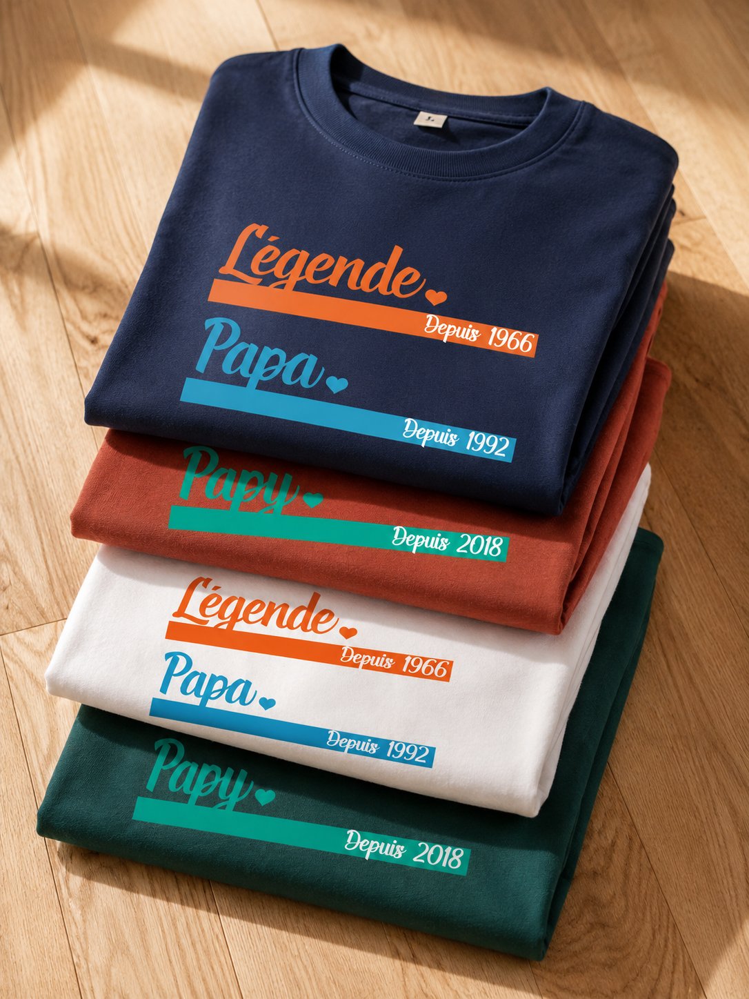 T-shirt Légende Papa Papi personnalisé date 2 générations — vue 4