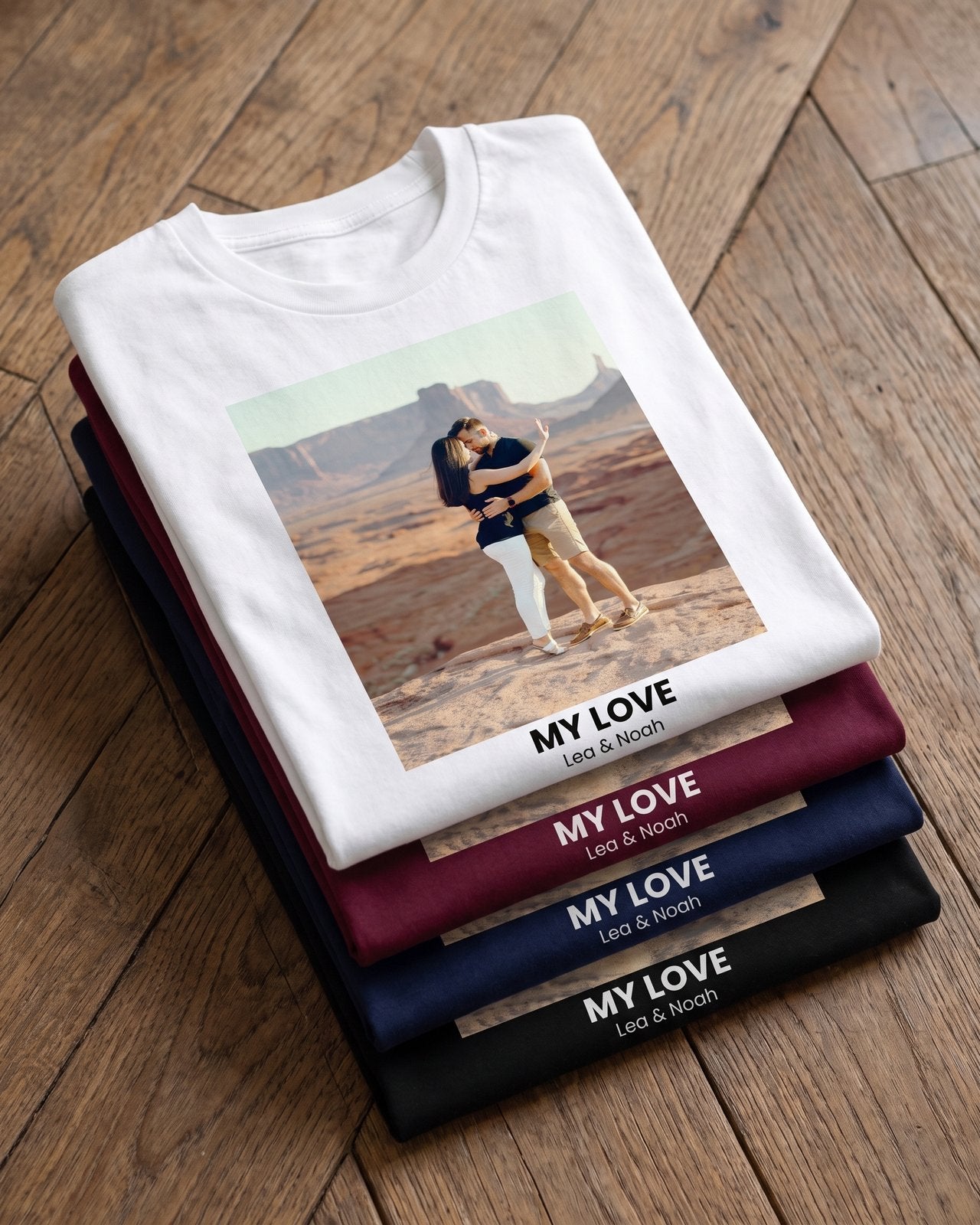 T-shirt personnalisé couple — votre photo & prénoms — vue 2