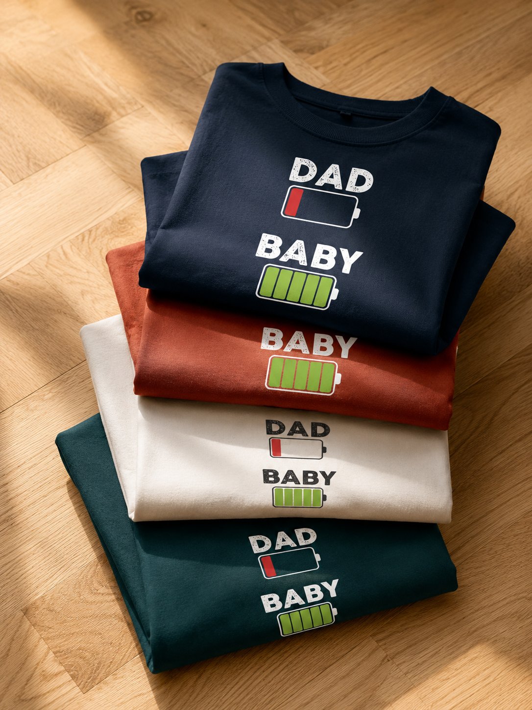 T-shirt Dad Battery Baby Energy personnalisé humour