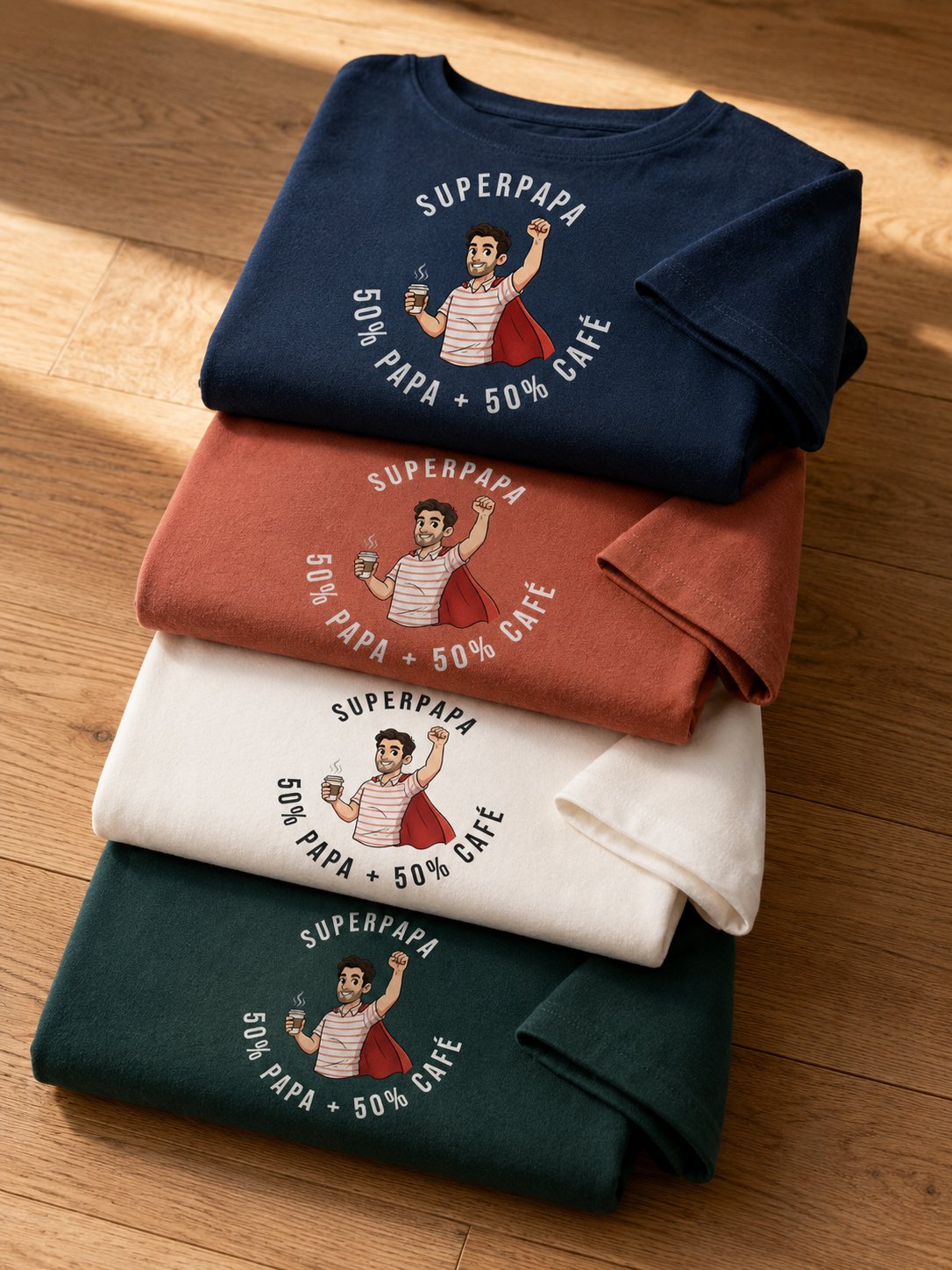 T-shirt 50% Papa 50% Café personnalisé humour France