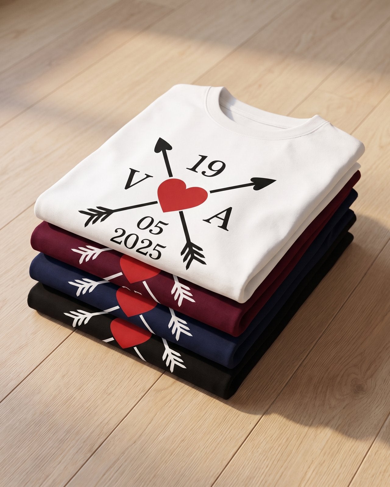 T-shirt couple personnalisé — cœur & votre date — vue 4