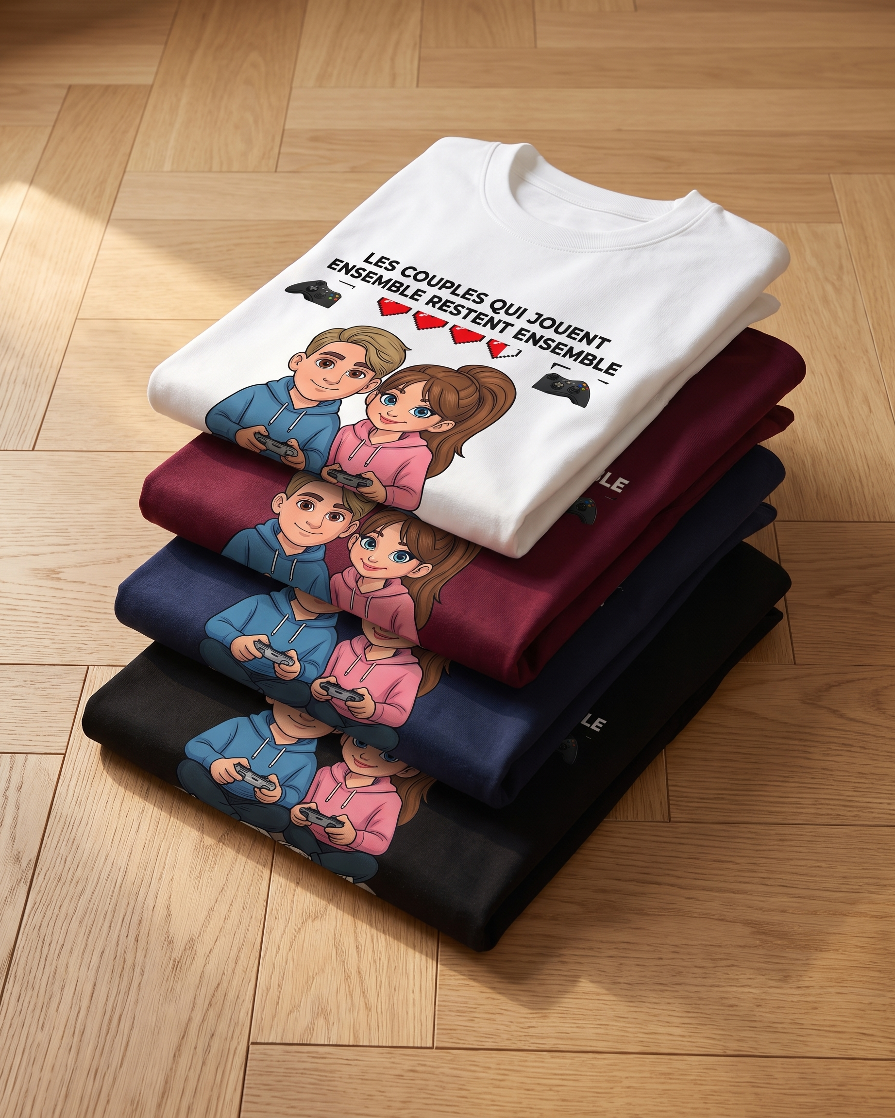 T-shirt couple gamer personnalisé — vos pseudos