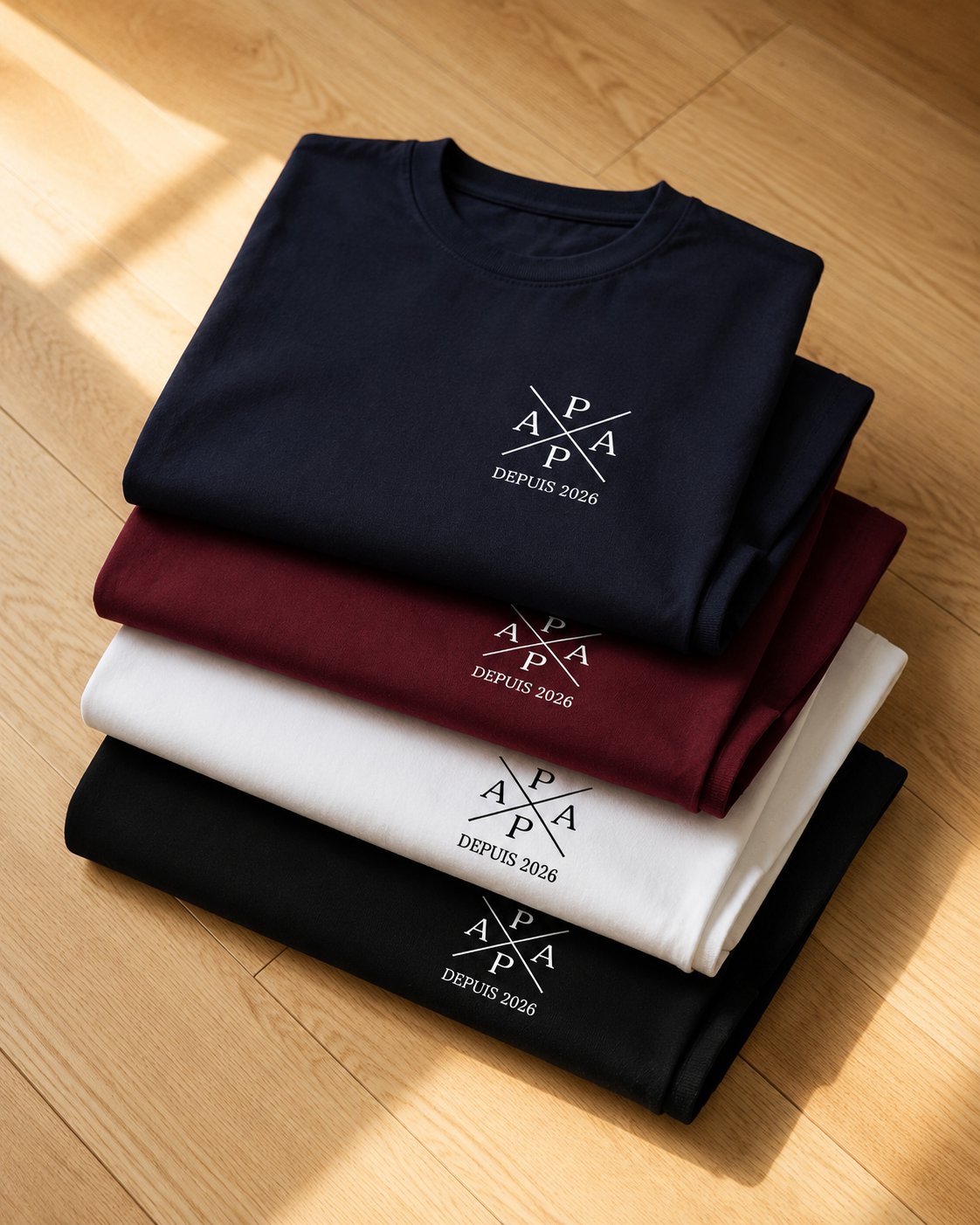 T-shirt Papa depuis date personnalisé prénoms brodé France — vue 2