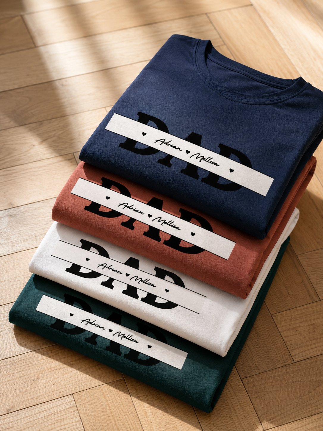 T-shirt DAD personnalisé prénoms enfants brodé manche France