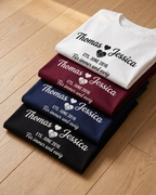 T-shirt couple personnalisé — votre photo & prénoms