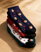 Chaussettes Couple personnalisées visages prénoms unisexe