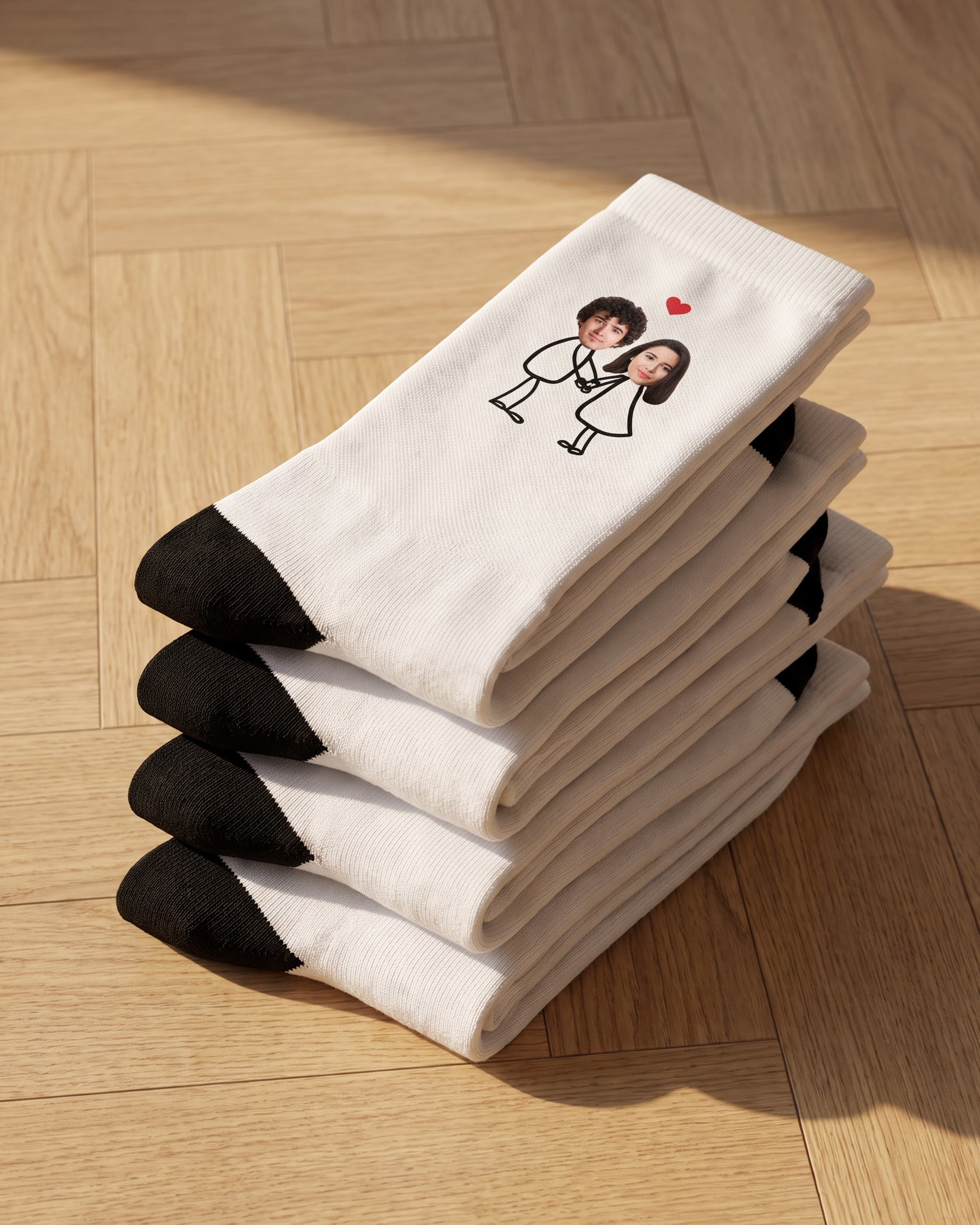 Chaussette avec couples et coeur