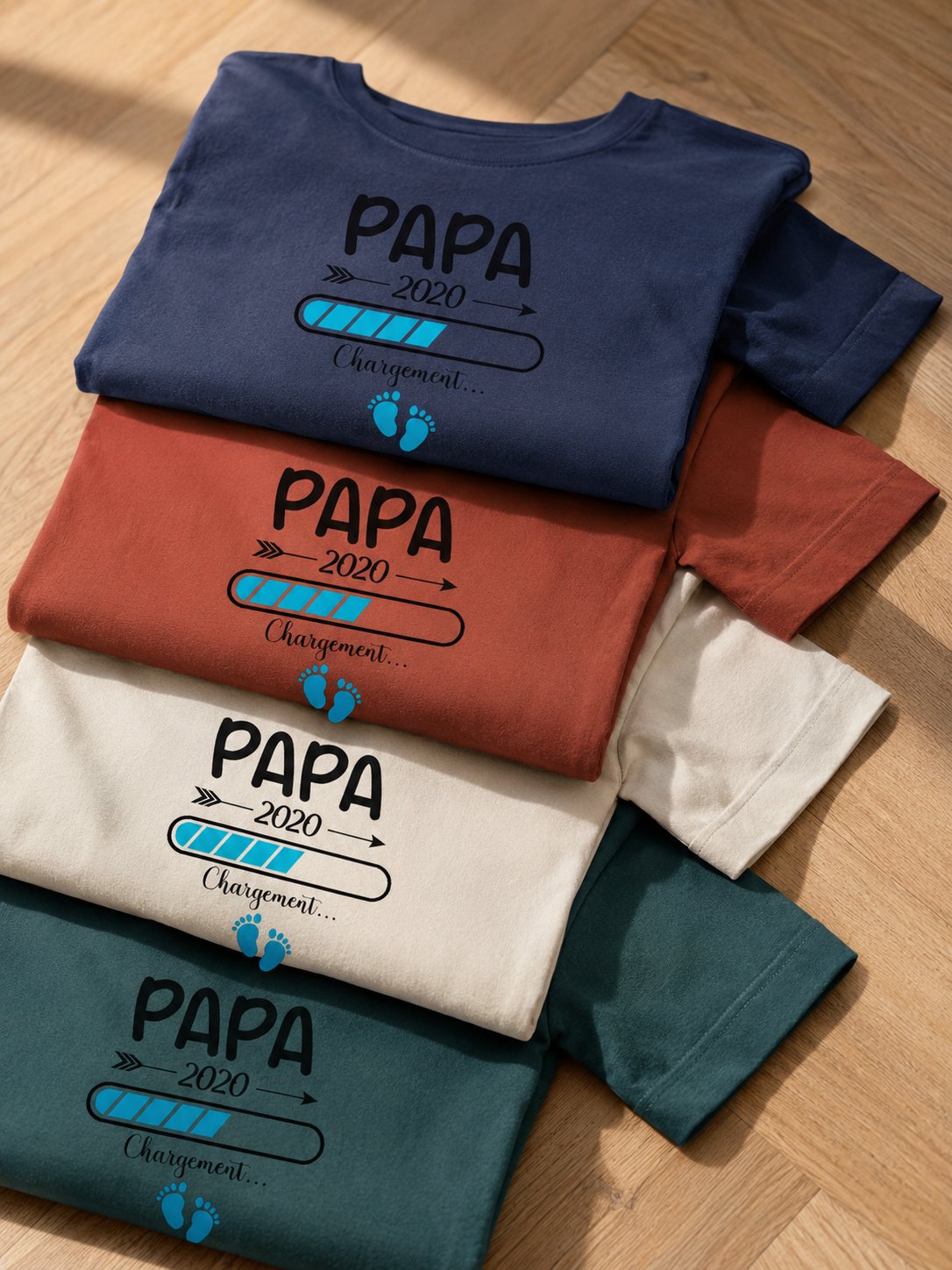 T-shirt Papa Chargement date personnalisé barre progression — vue 4