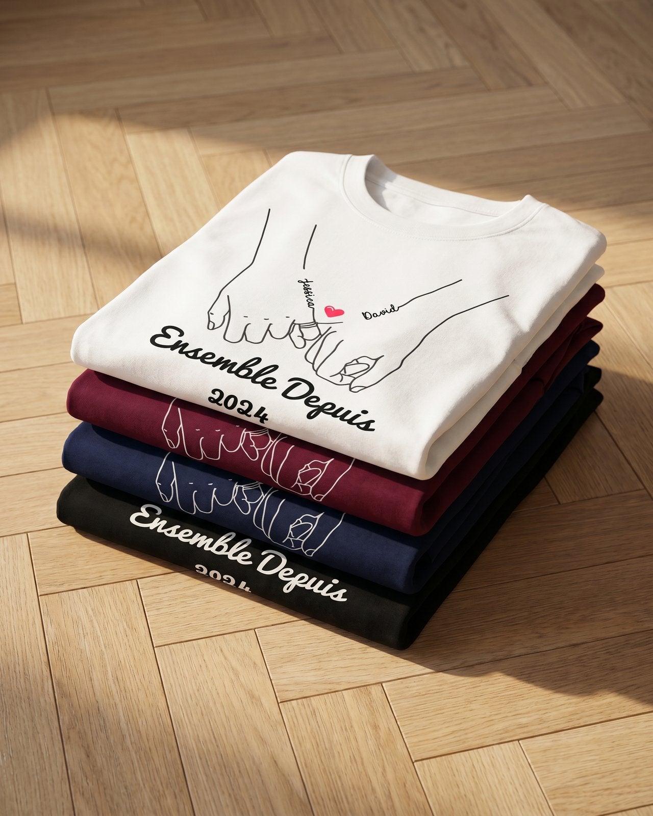 T-shirt personnalisé couple — cadeau - Blanc — vue 4