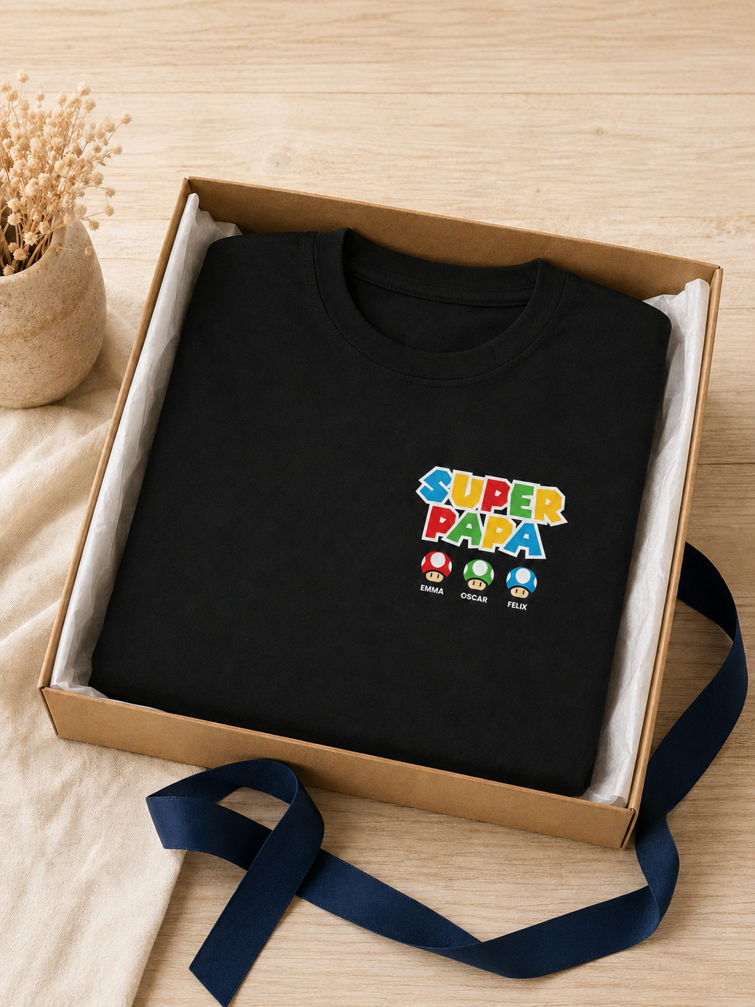 T-shirt papa personnalisé prénom enfants rétro — vue 2