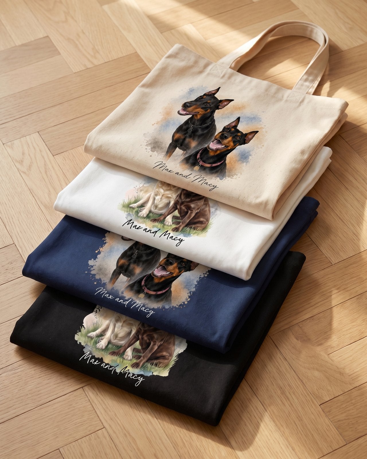 Tote personnalisé watercolor — cadeau - Blanc — vue 4