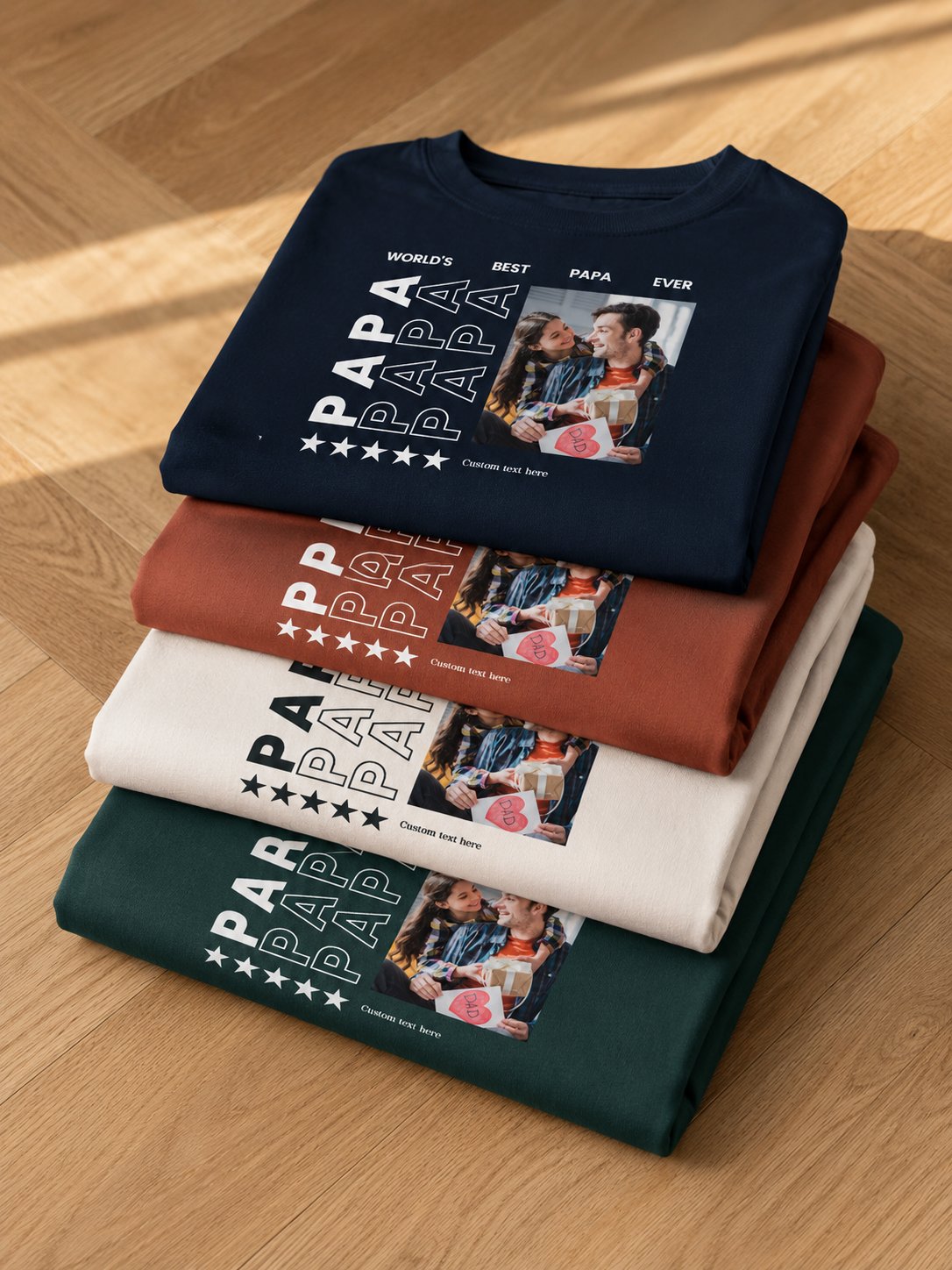 T-shirt World's Best Papa personnalisé photos famille France — vue 3