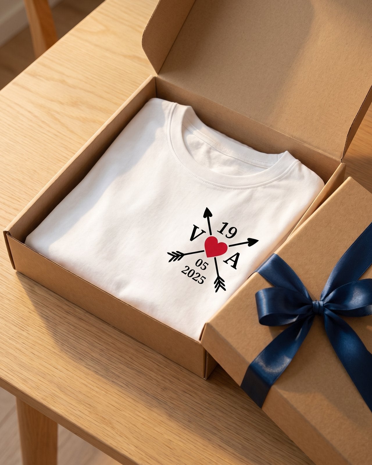 T-shirt couple personnalisé — cœur & votre date — vue 5