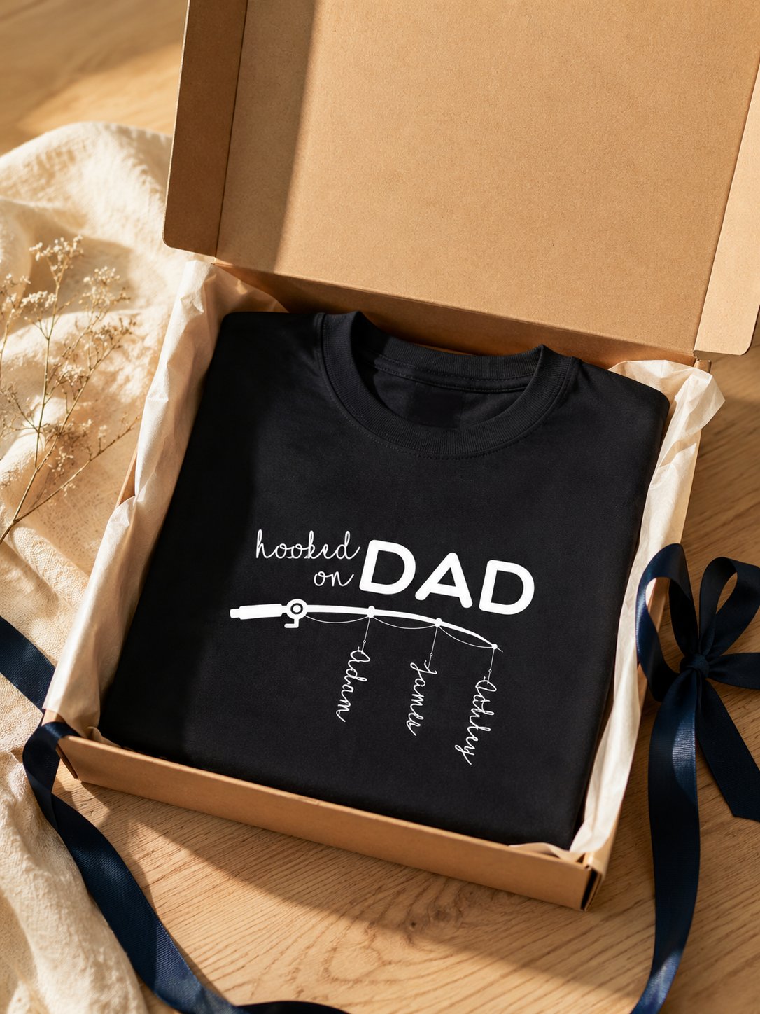 T-shirt Papa Pêcheur personnalisé prénom brodé France
