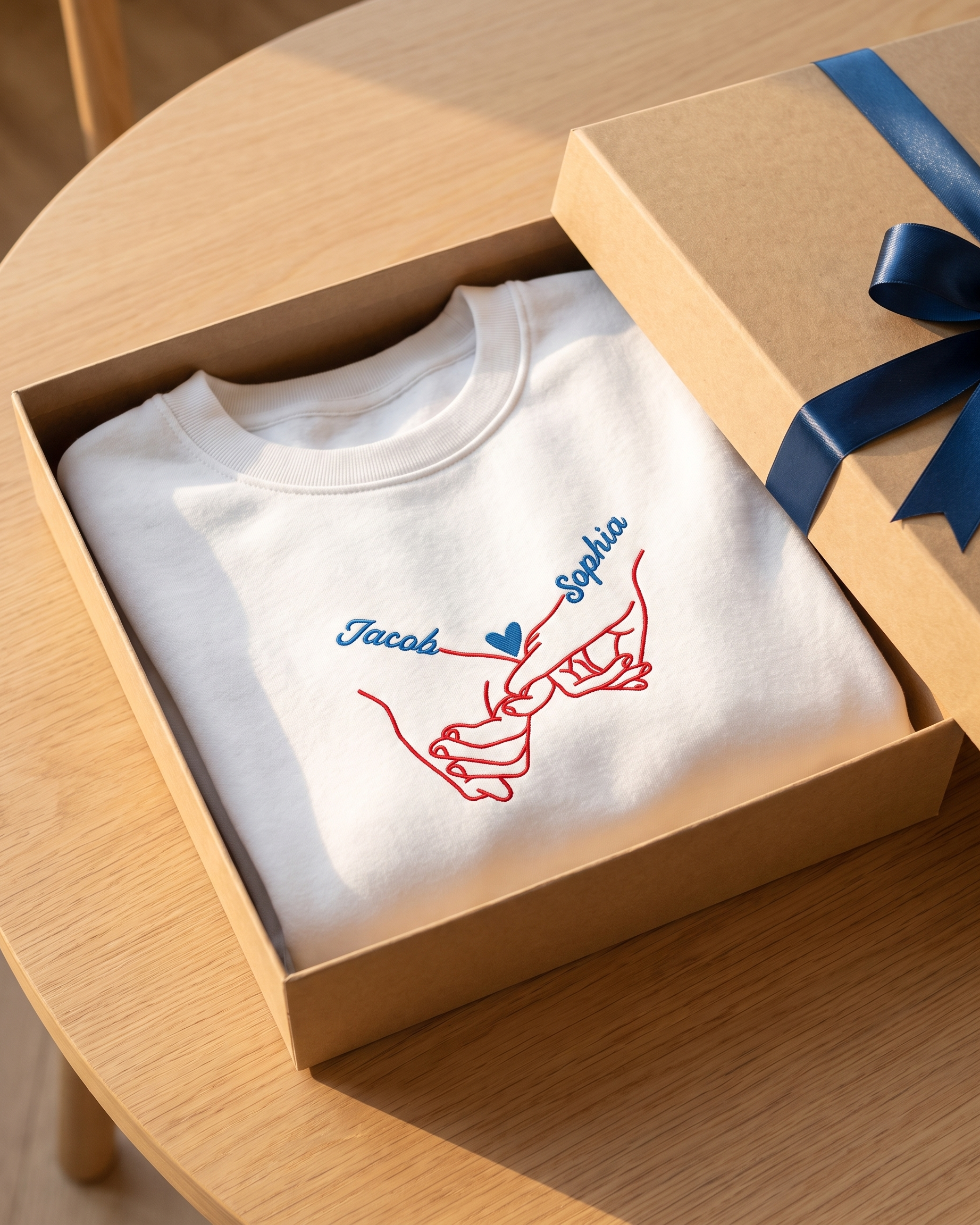 T-shirt couple personnalisé — mains liées & prénoms
