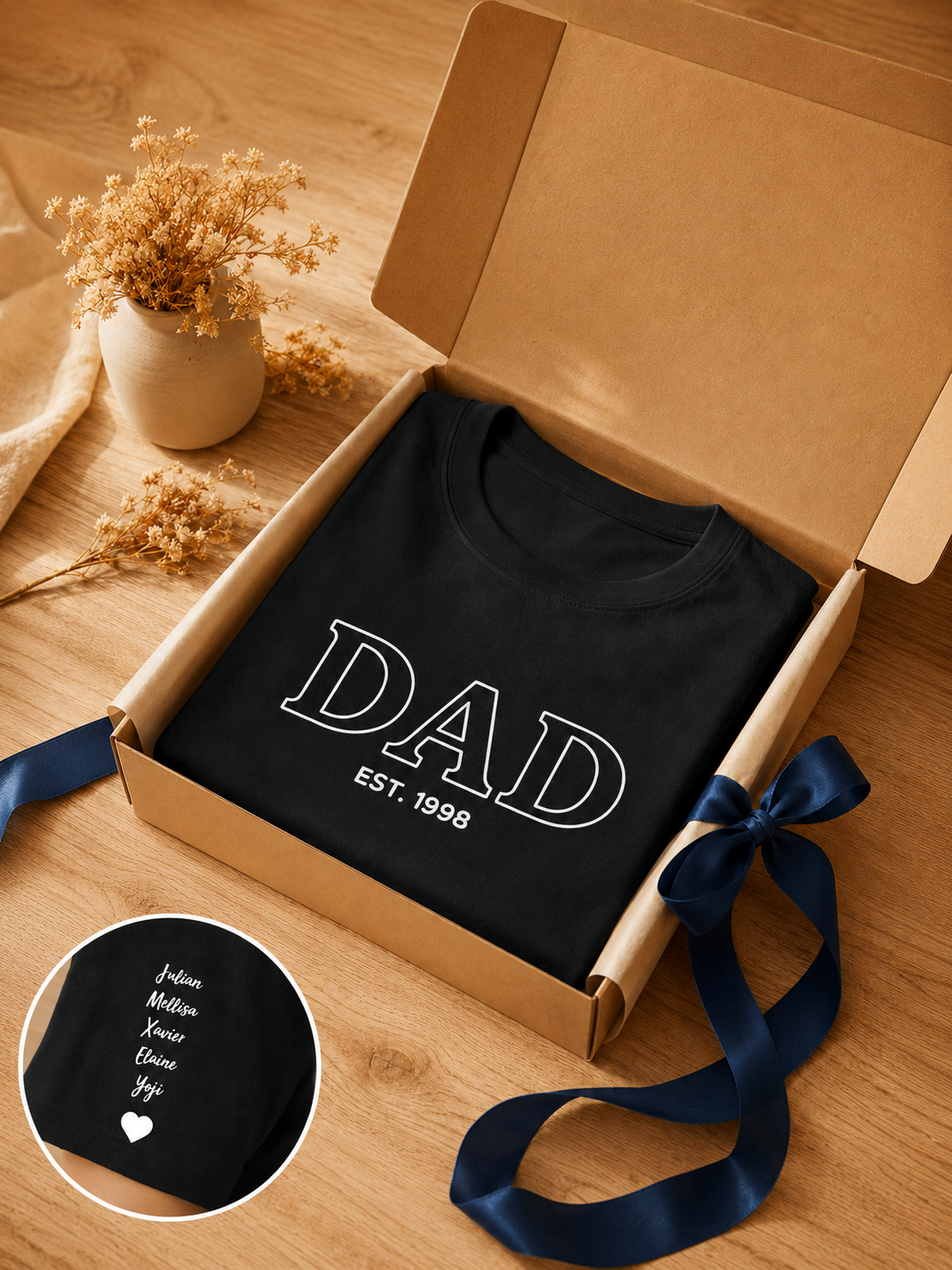 T-shirt DAD personnalisé – prénoms sur la manche – imprimé en France