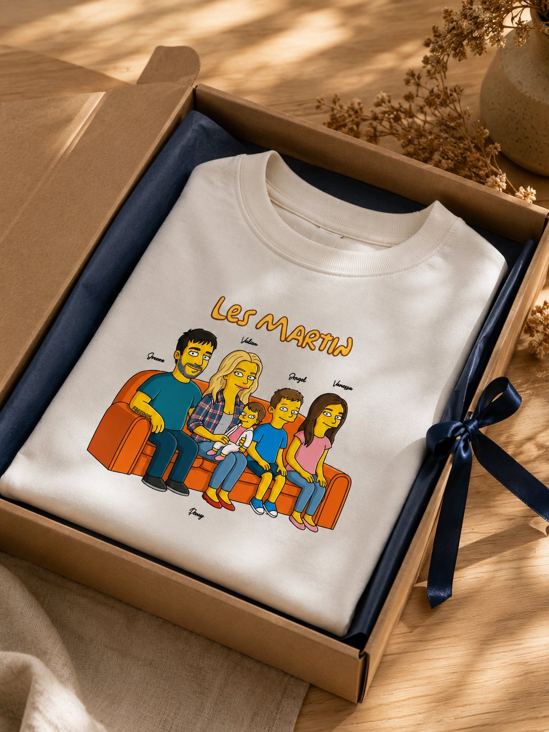T-shirt Portrait Famille Personnalisé illustré papa enfants — vue 5