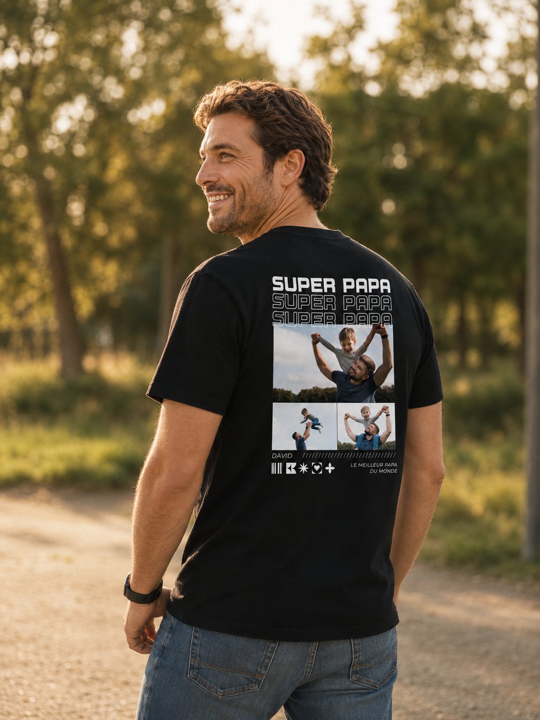 T-shirt Papa Personnalisé Prénom & Photos — vue 2 (version précédente)