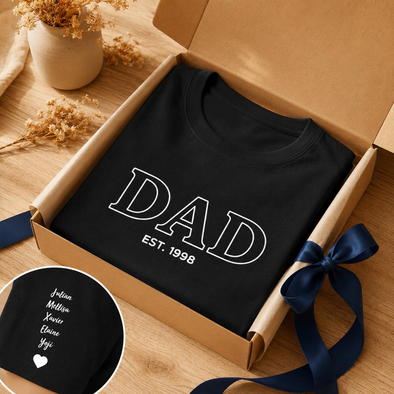 T-shirt DAD personnalisé prénom enfants brodé manche — vue 5