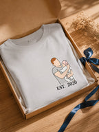 T-shirt Papa Est. Portrait personnalisé date enfants