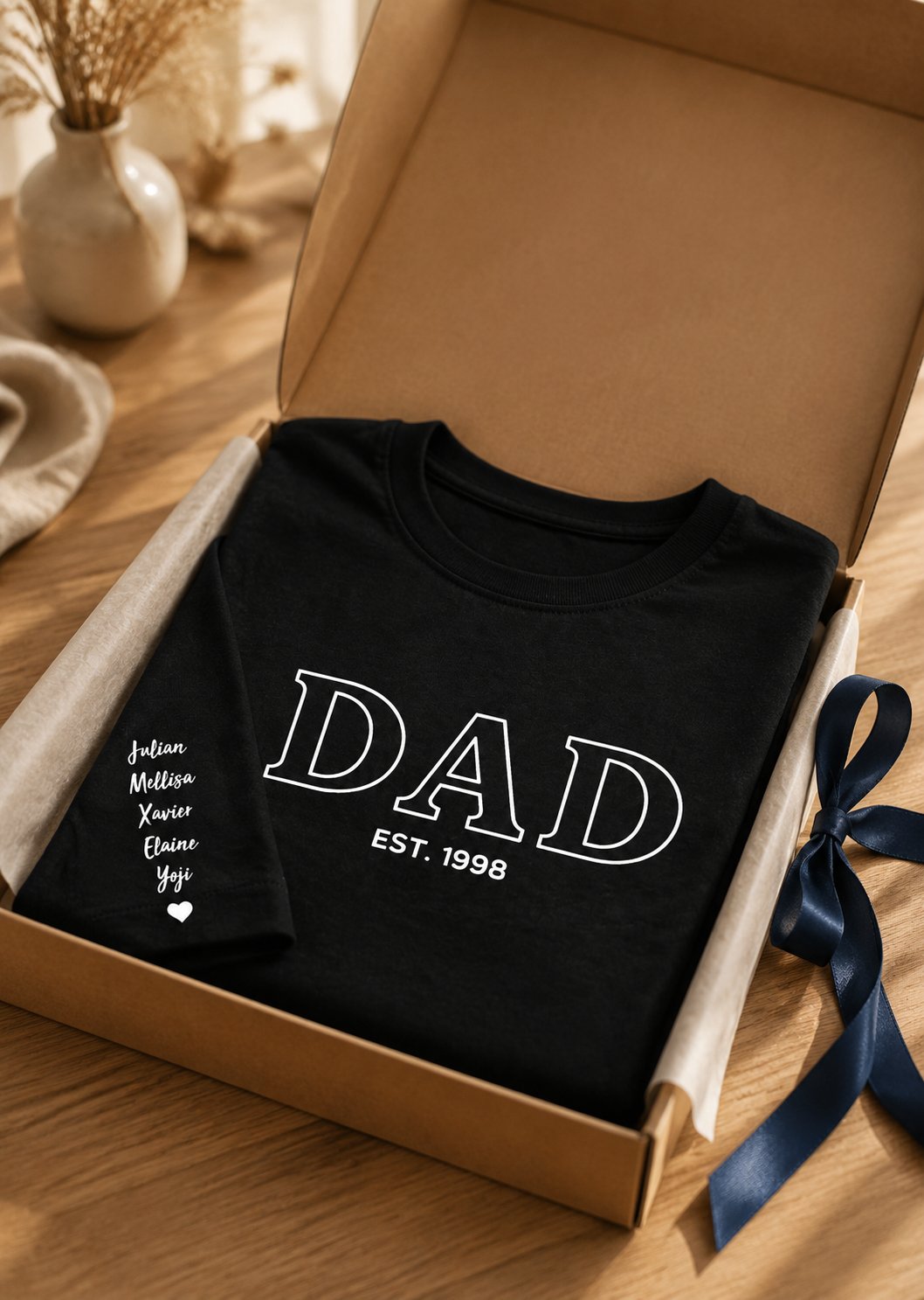 T-shirt Dad Est. personnalisé date brodé France