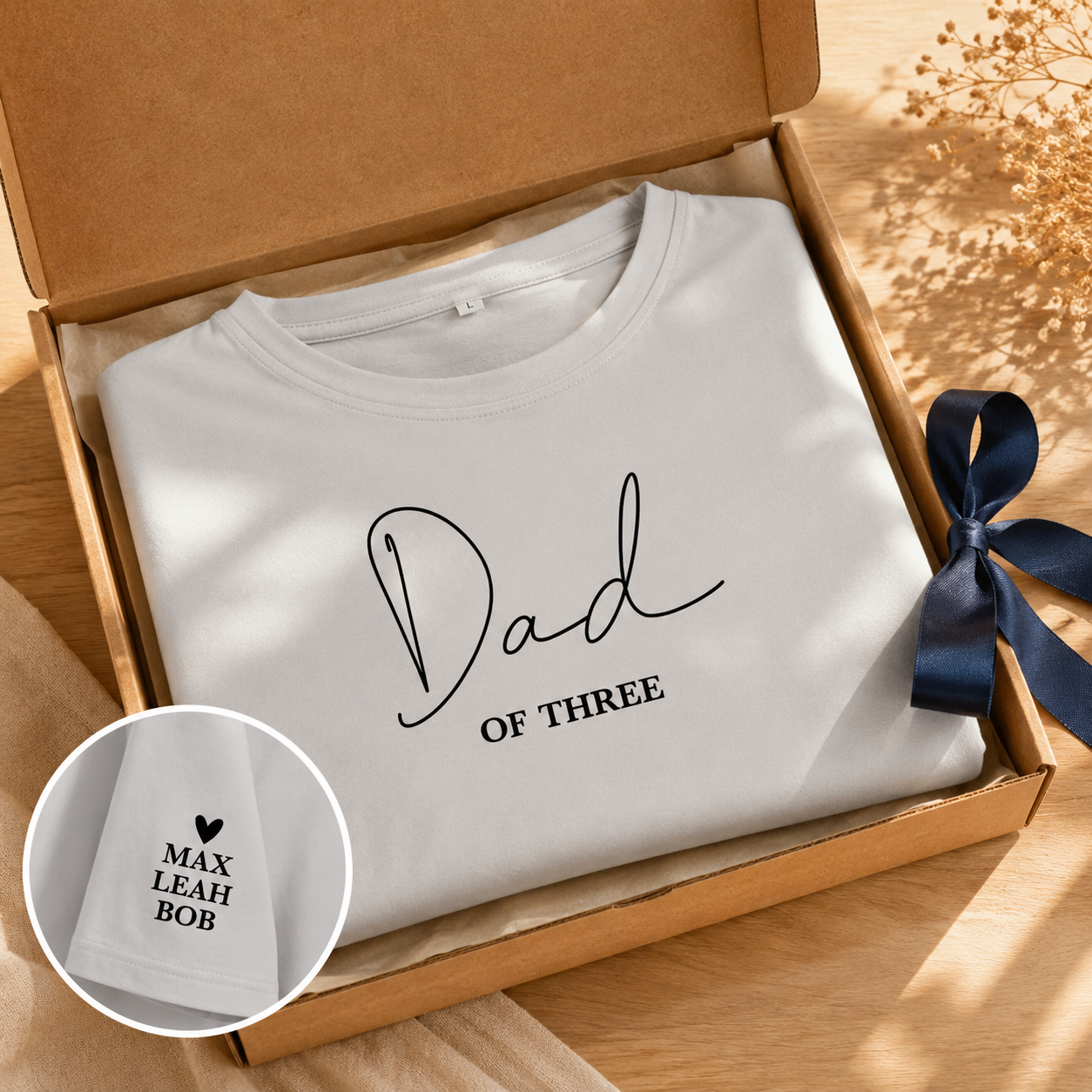 T-shirt homme Dad of et prénoms brodé personnalisé