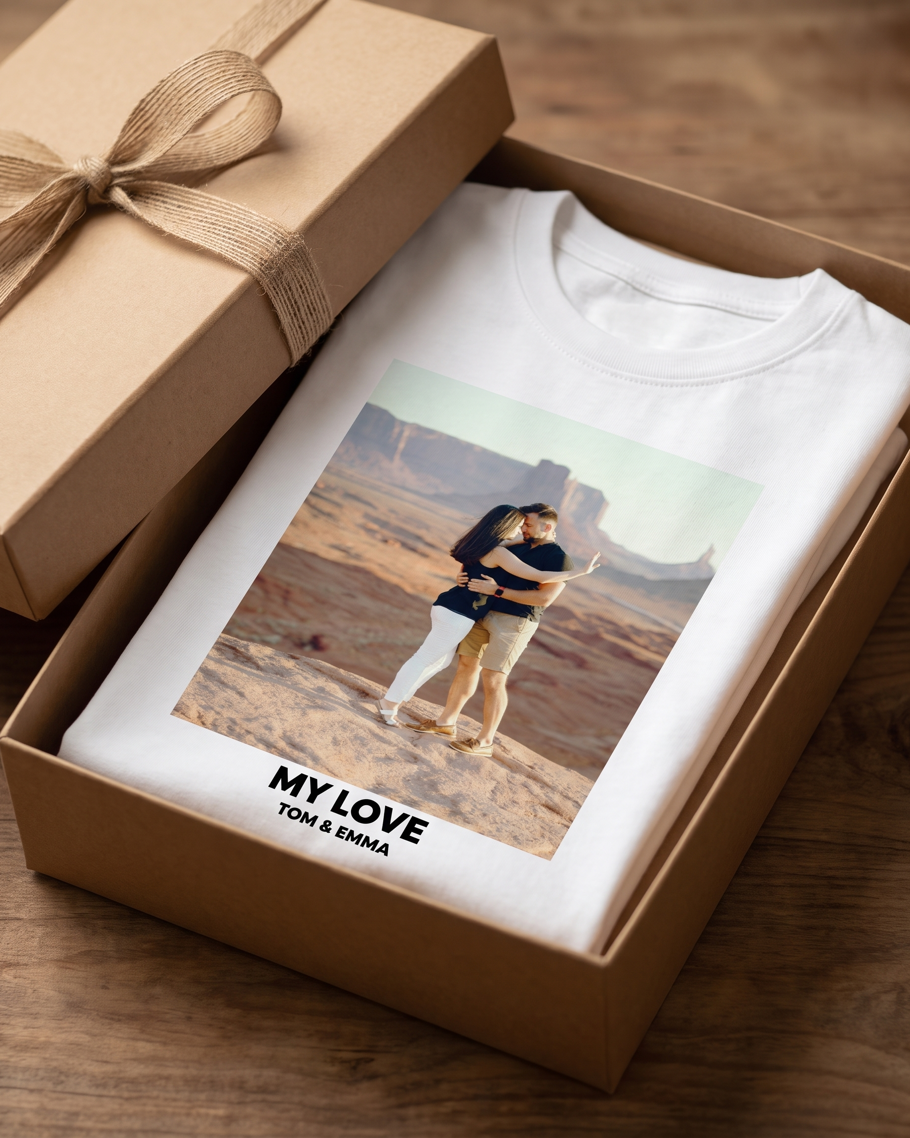 T-shirt personnalisé couple — votre photo & prénoms