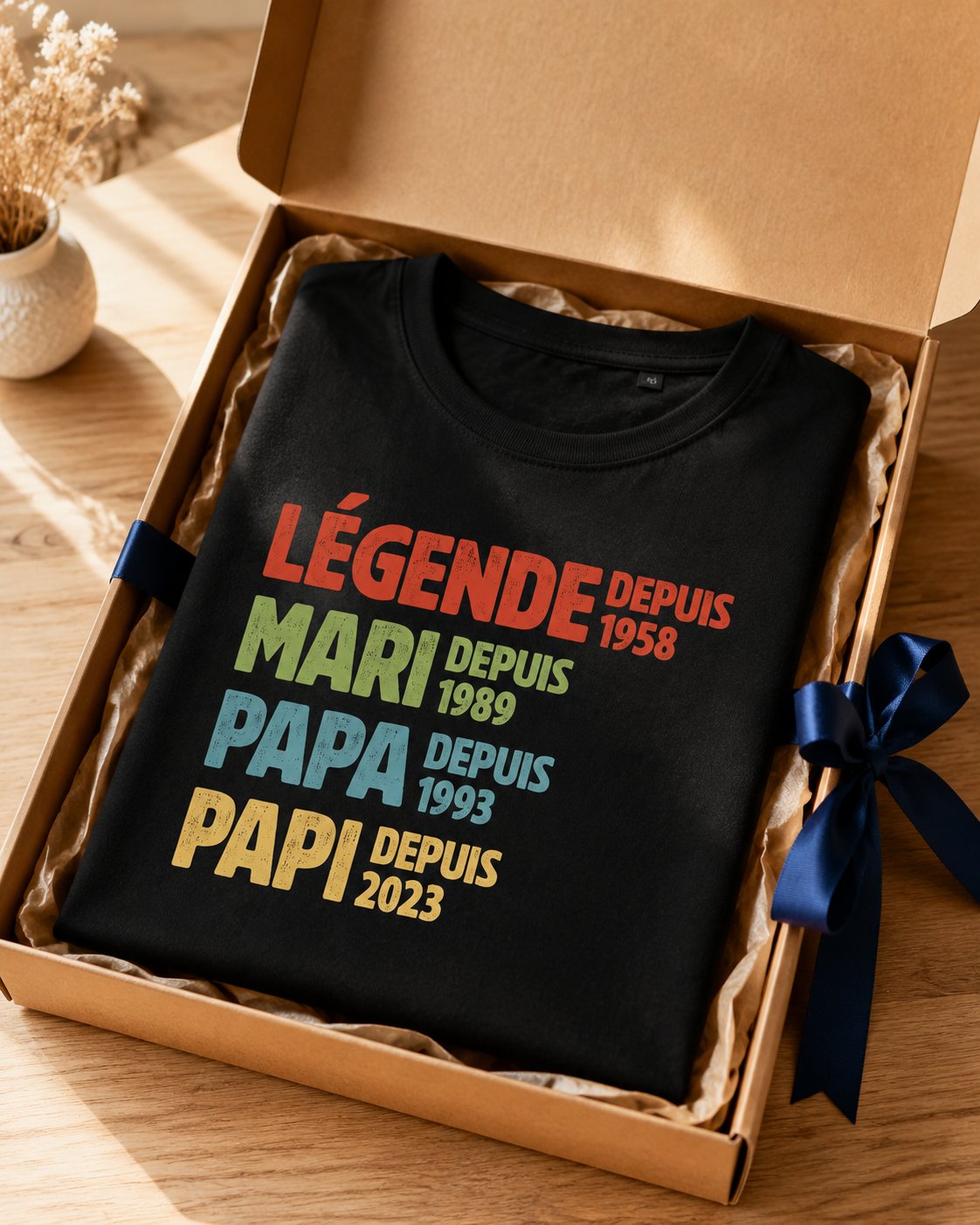 T-shirt Légende Papa personnalisé prénom enfants atelier France — vue 2 (version précédente)