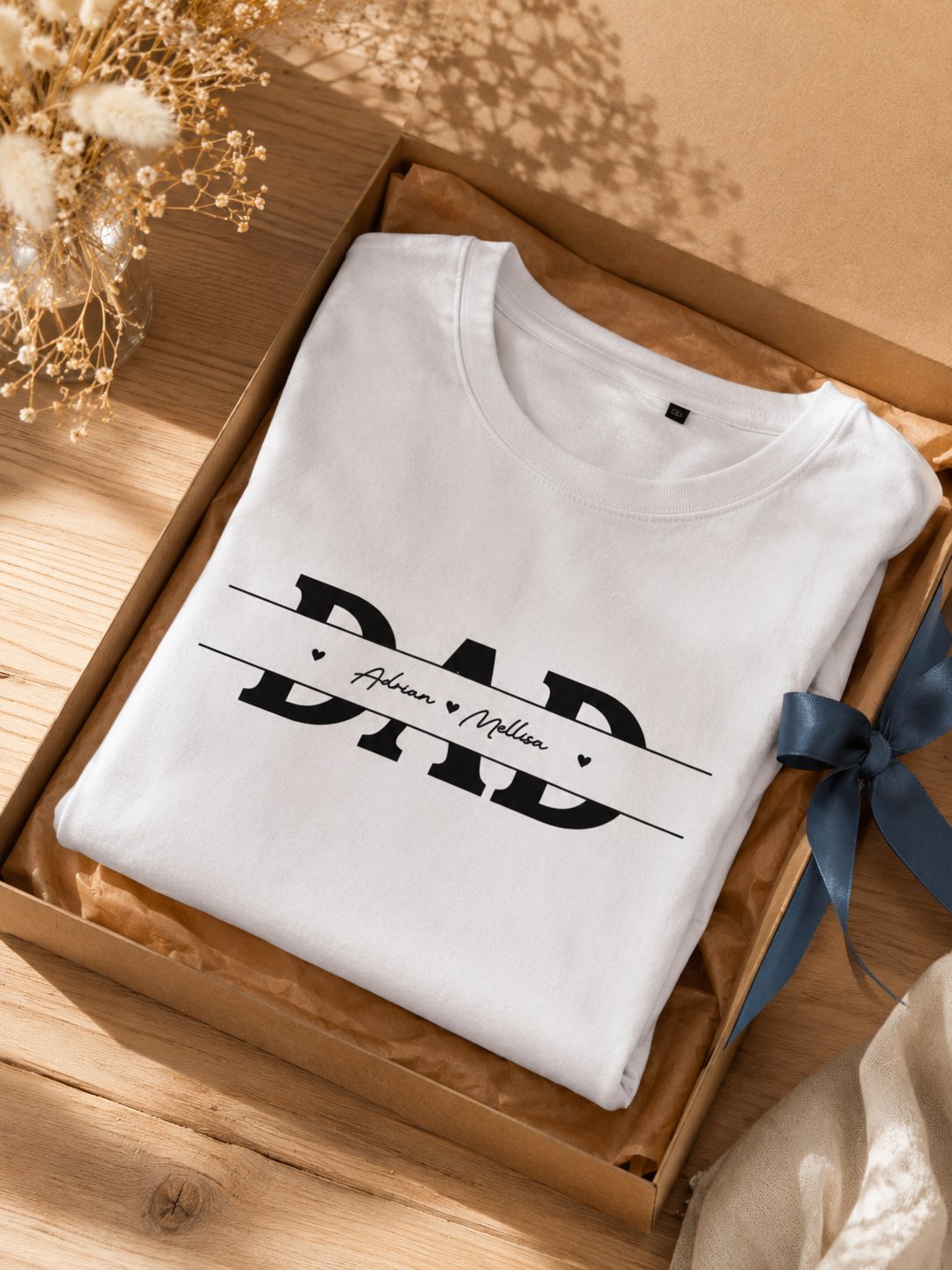 T-shirt DAD personnalisé prénoms enfants brodé manche France