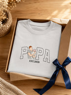 T-shirt Papa Est. personnalisé date brodé France