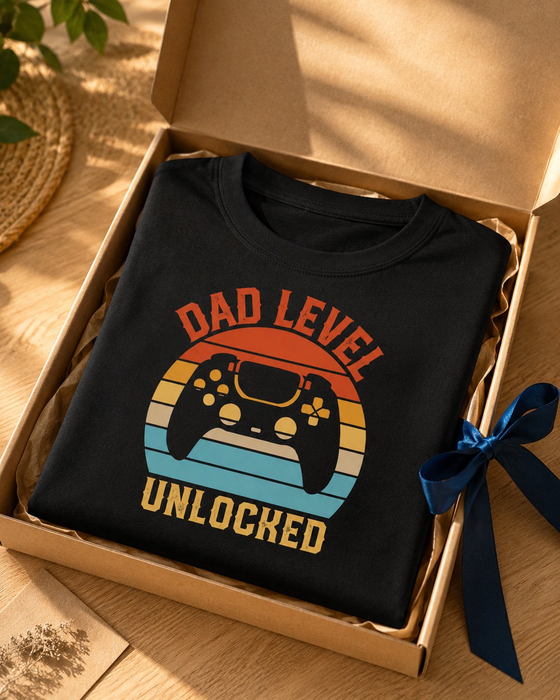 T-shirt Dad Level Gamer personnalisé date pixel rétro — vue 2 (version précédente)