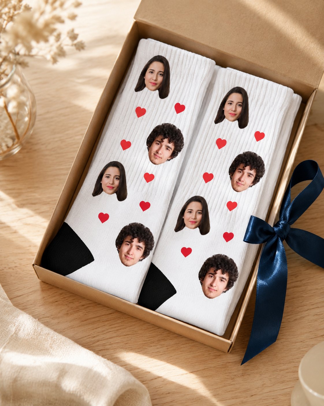 Chaussettes Couple personnalisées visages prénoms unisexe — vue 3