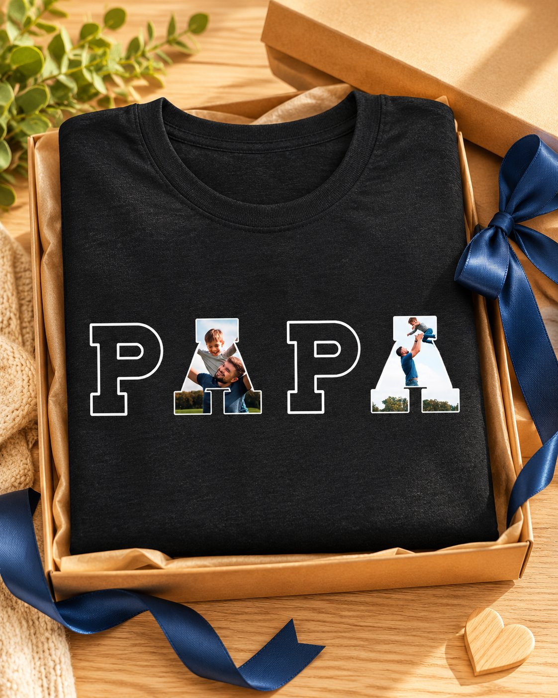 T-shirt PAPA personnalisé photos enfants imprimé France — vue 3