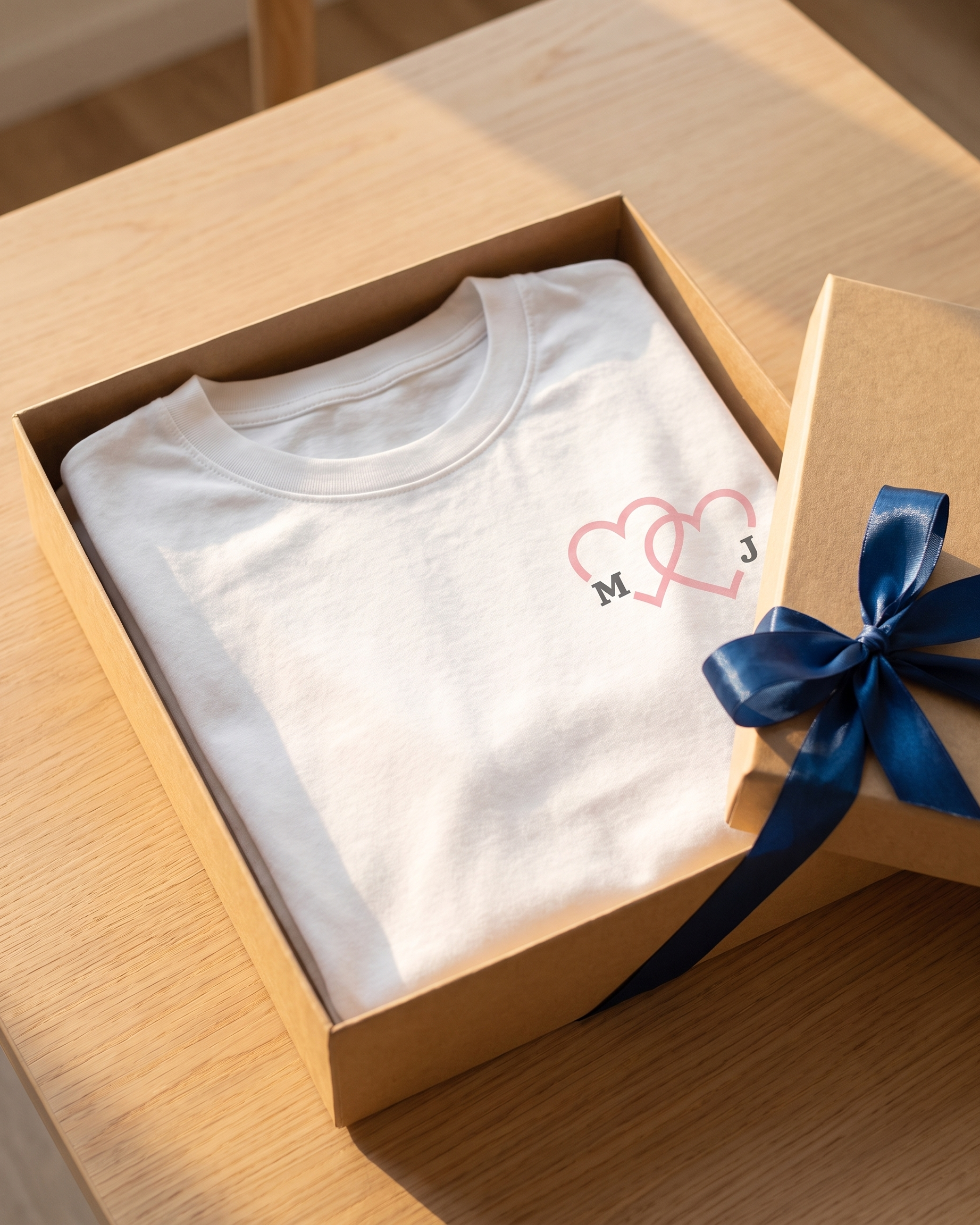 T-shirt couple personnalisé — cœurs & prénoms