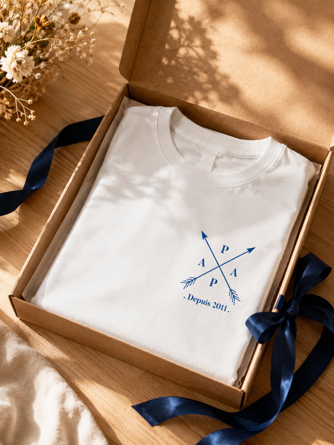 T-shirt Papa Vintage personnalisé date brodé style rétro France — vue 5