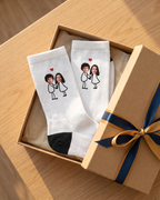 Chaussette avec couples et coeur