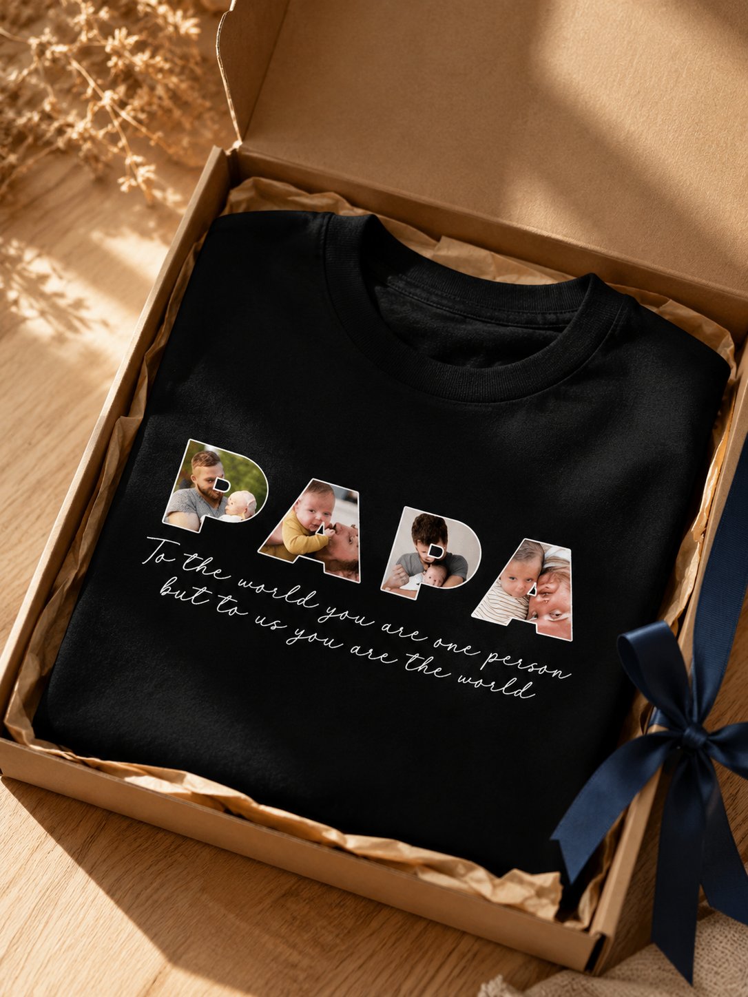 T-shirt PAPA photos dans les lettres personnalisé enfants
