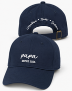 Casquette Papa brodée personnalisée – prénoms & année – brodée en France