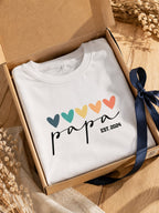 T-shirt Papa Cœurs personnalisé prénoms brodé France