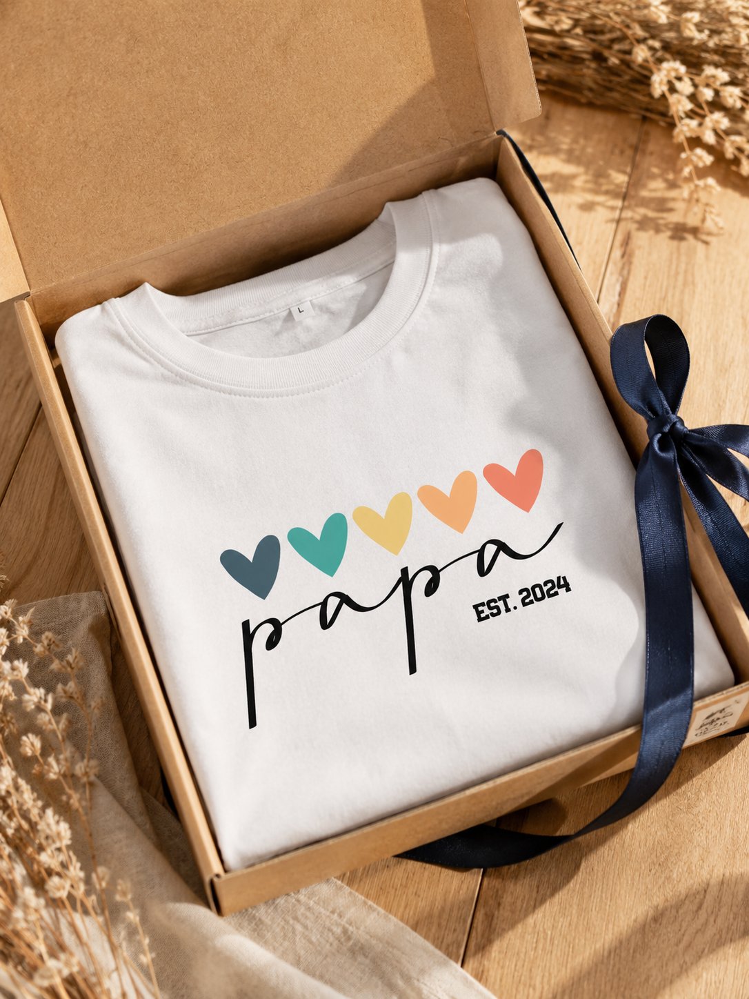 T-shirt Papa Cœurs personnalisé prénoms brodé France
